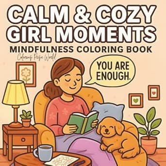Calm & Cozy Girl Moments: Mindfulness Coloring Book for Adults Featuring Cozy Girl, Positive Affirmations, and Hygge Scenes for Relaxation & Stress Relief (Cozy Girl Coloring Series)