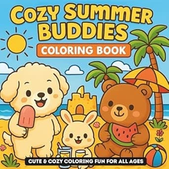 Cozy Summer Buddies Coloring Book: Cute and cozy summer scenes with beach days, sweet treats, and adorable animal buddies—perfect for stress relief ... (Cute and Cozy Buddies Coloring Adventures)