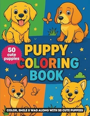 Cute Puppy Breeds Coloring Book