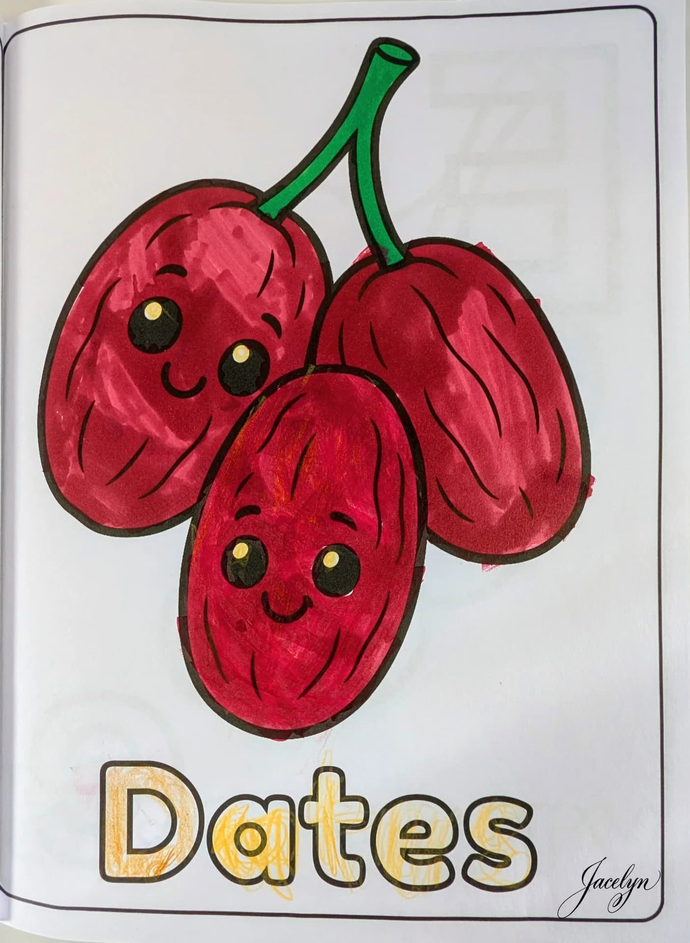 D is for Dates Coloring Page