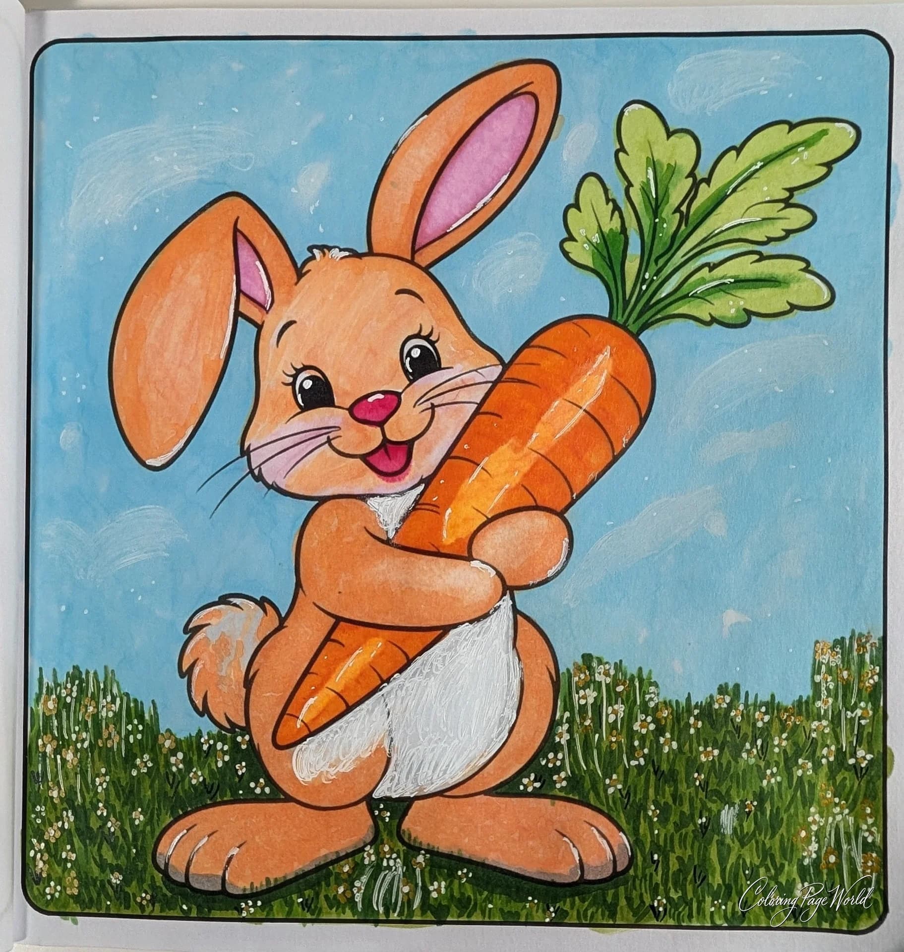 Adorable Easter Rabbit Coloring Page