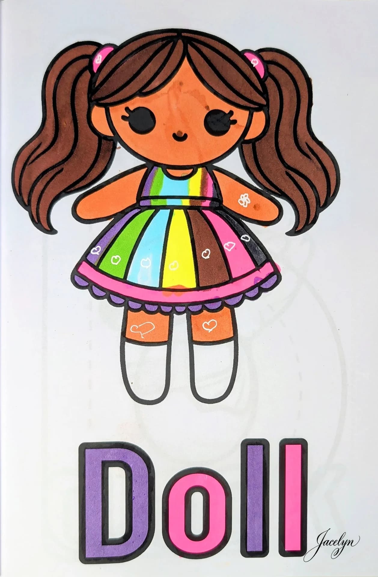 Colorful Kawaii Doll Coloring Page Adventure