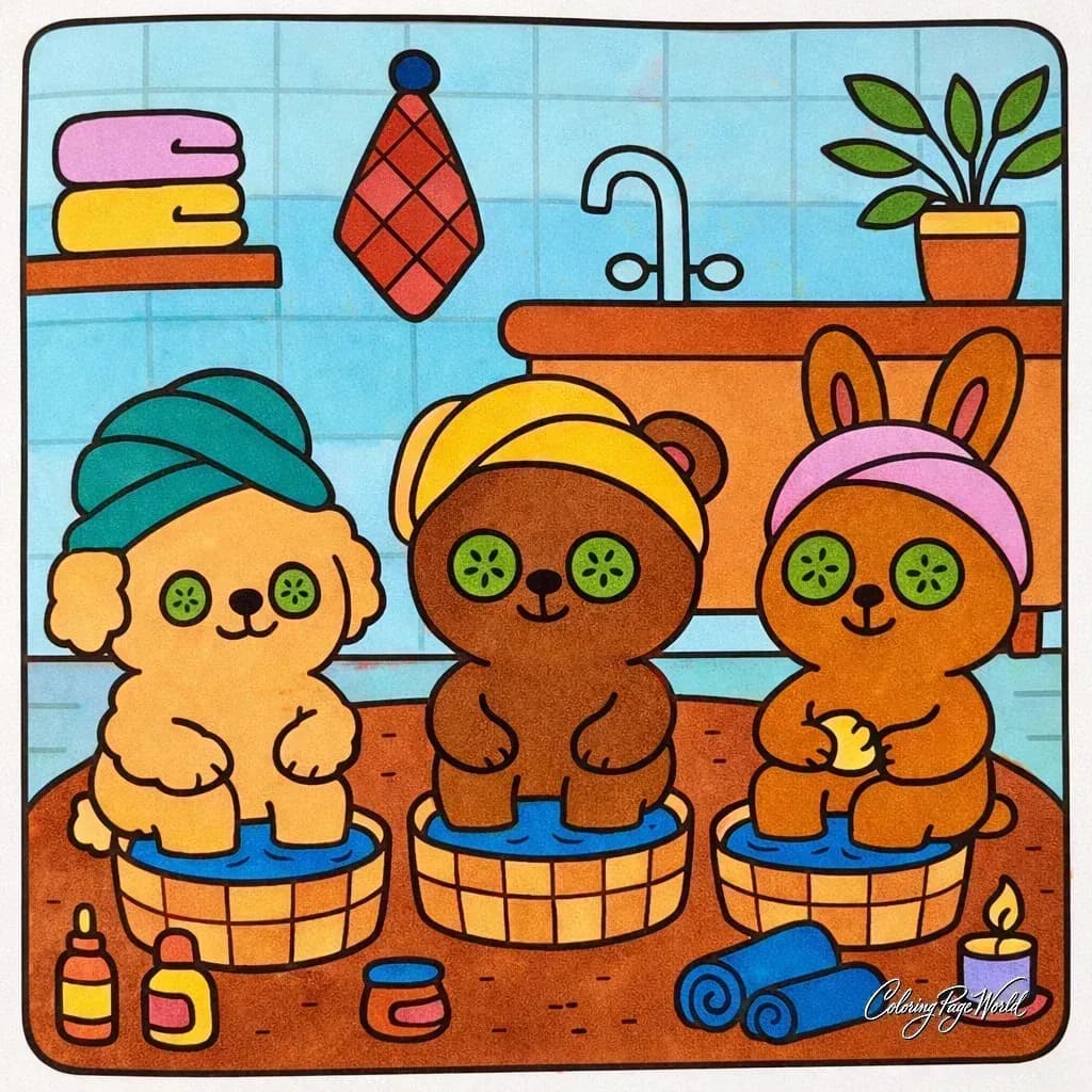 Cozy Spa Day with Puppy & Bear