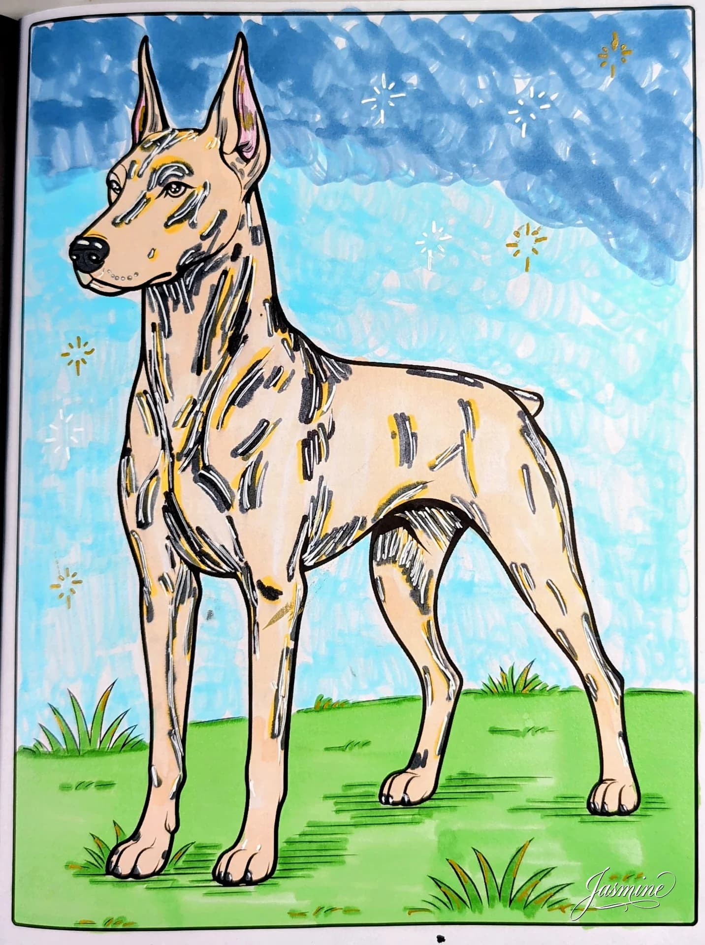 Doberman Pinscher Dog Coloring Page