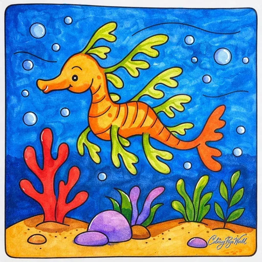 Happy Seahorse Underwater