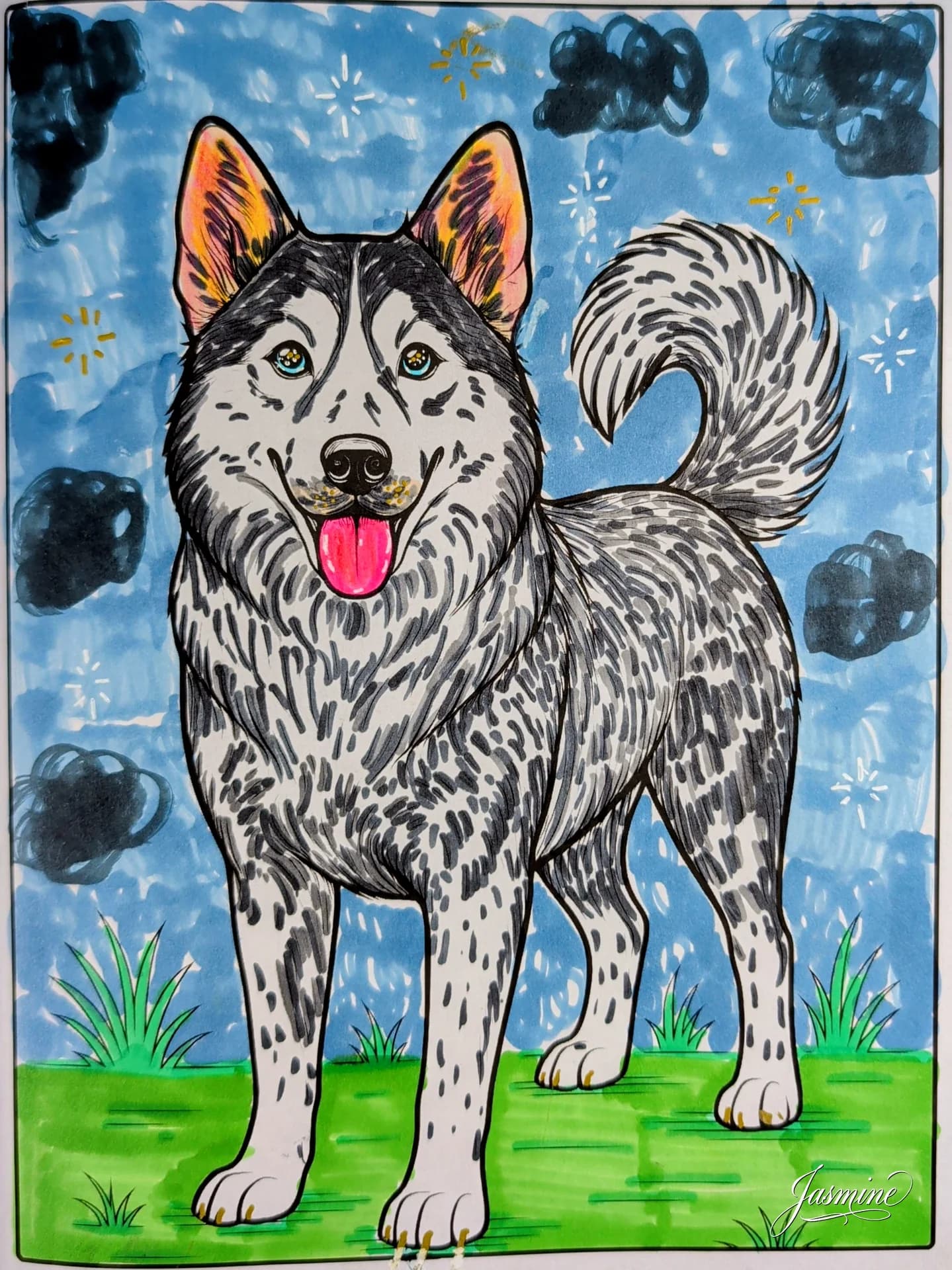 Siberian Husky Dog Coloring Page