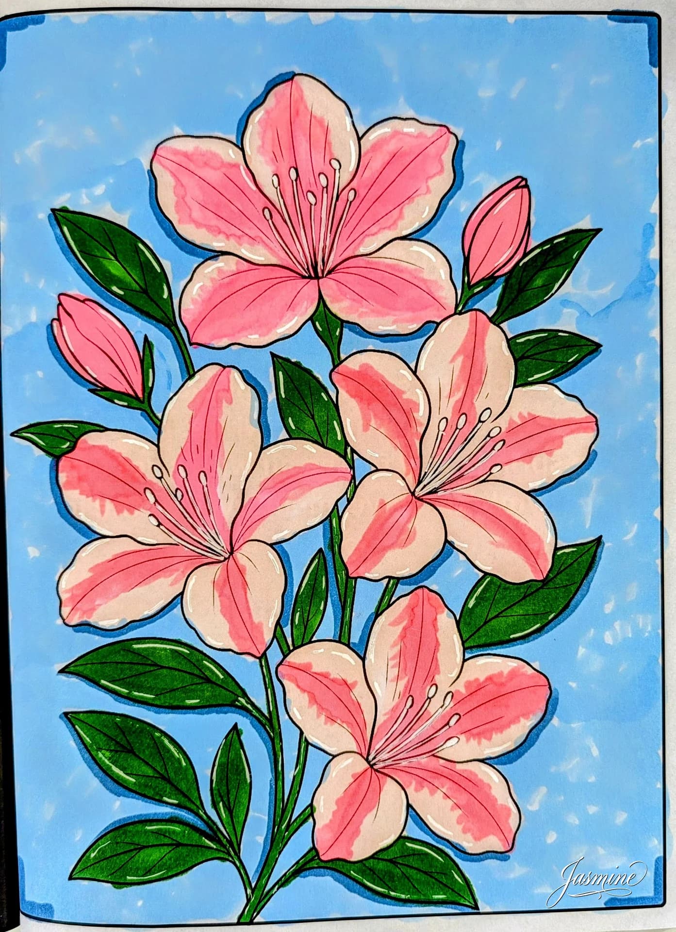 Vibrant Azalea Blooms Coloring Page